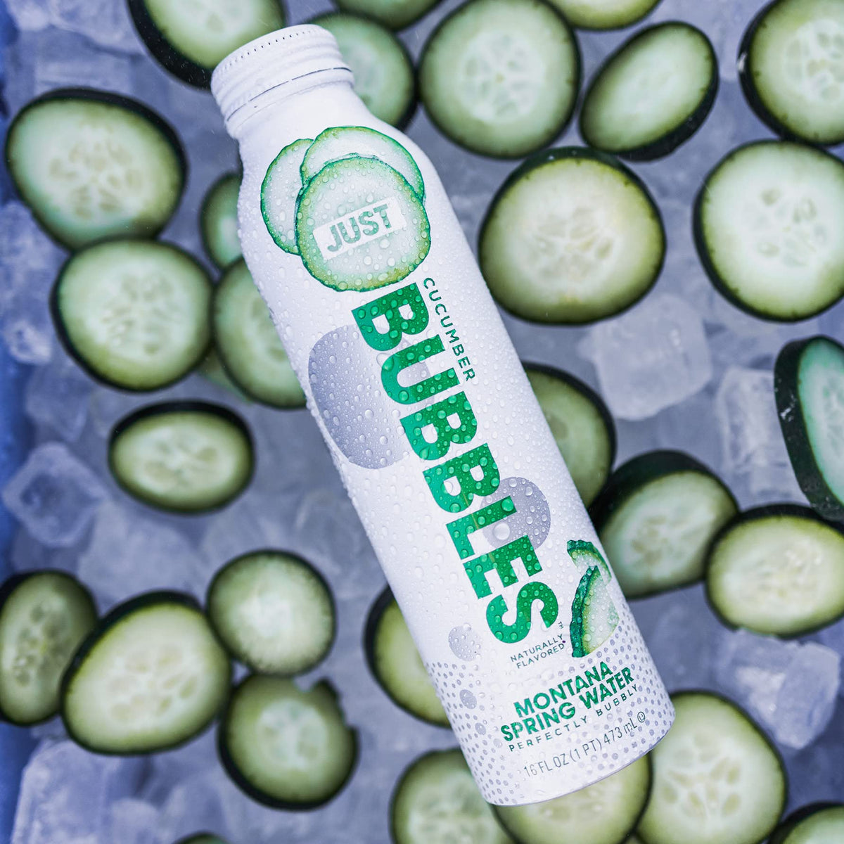 Just Bubbles Cucumber - Pure Premium Sparkling Spring Water In A Fully Recyclable Reusable Eco-Friendly Bottle - 100% Mountain-S