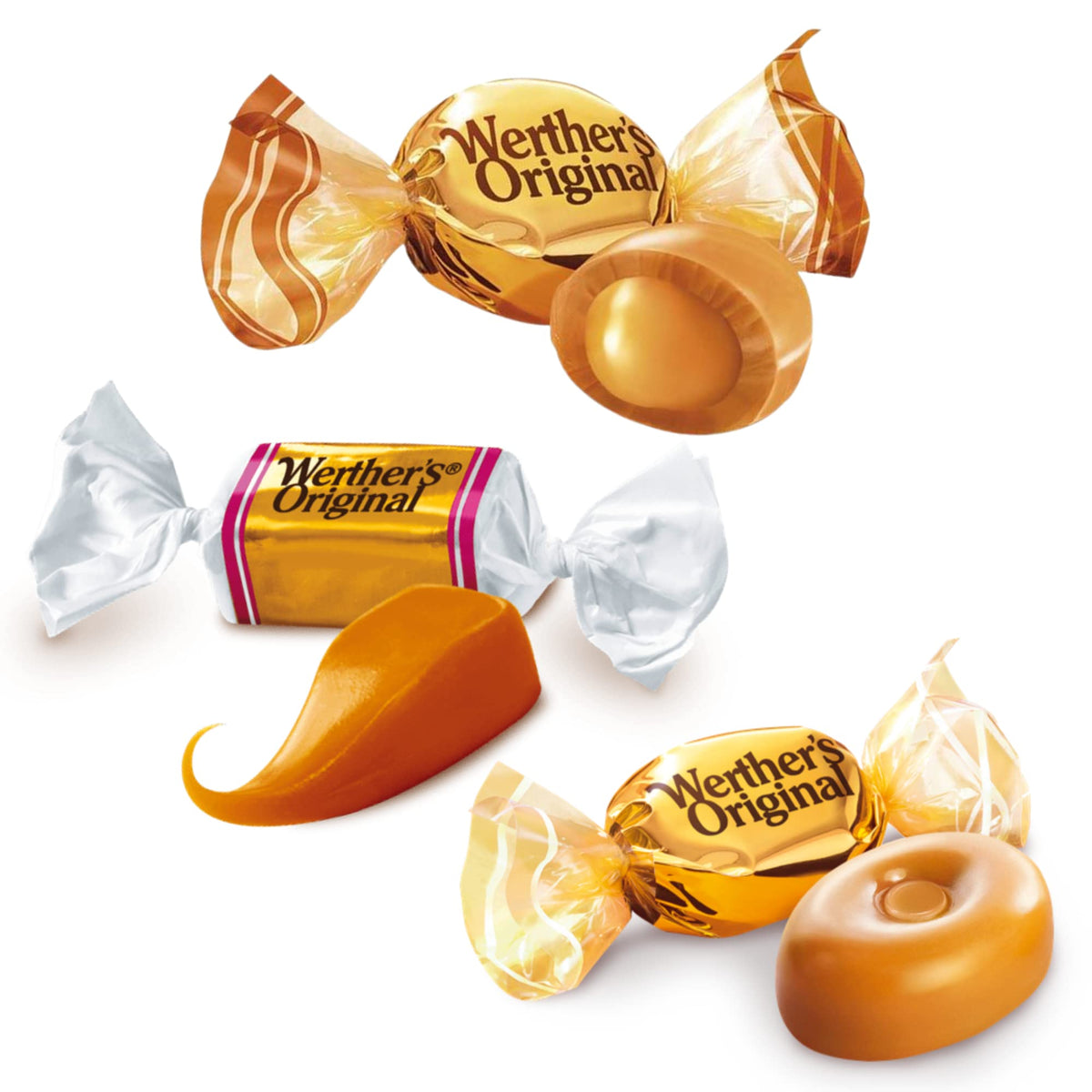 Needzo Wethers Original Caramel Candy Assortment, Individually Wrapped Hard, Soft and Creamy Filled Caramels, Shareable Bite Si