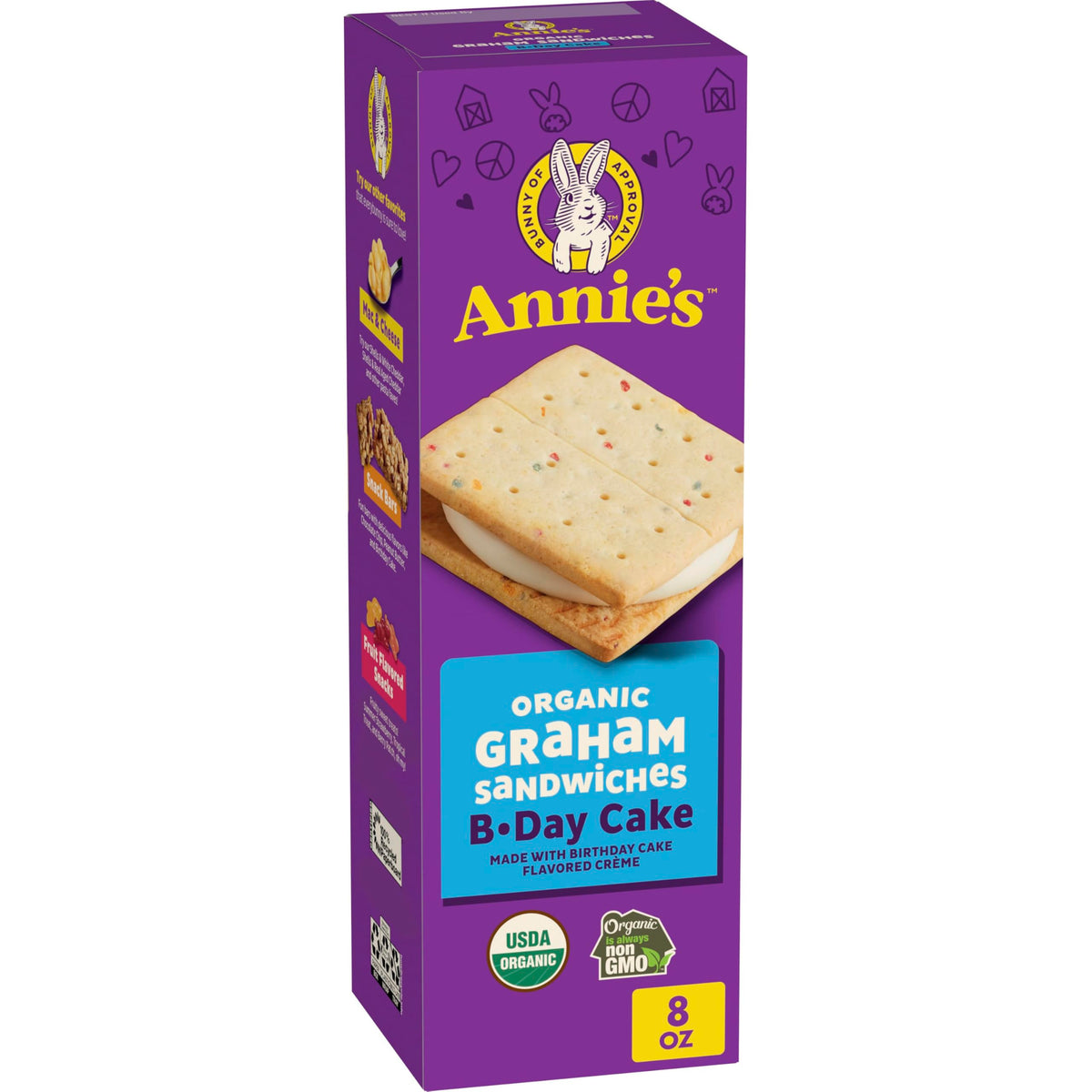 Annies Organic B-Day Cake Graham Sandwich Cookies, Birthday Cake Flavored Creme, 12 Cookies, 8 oz