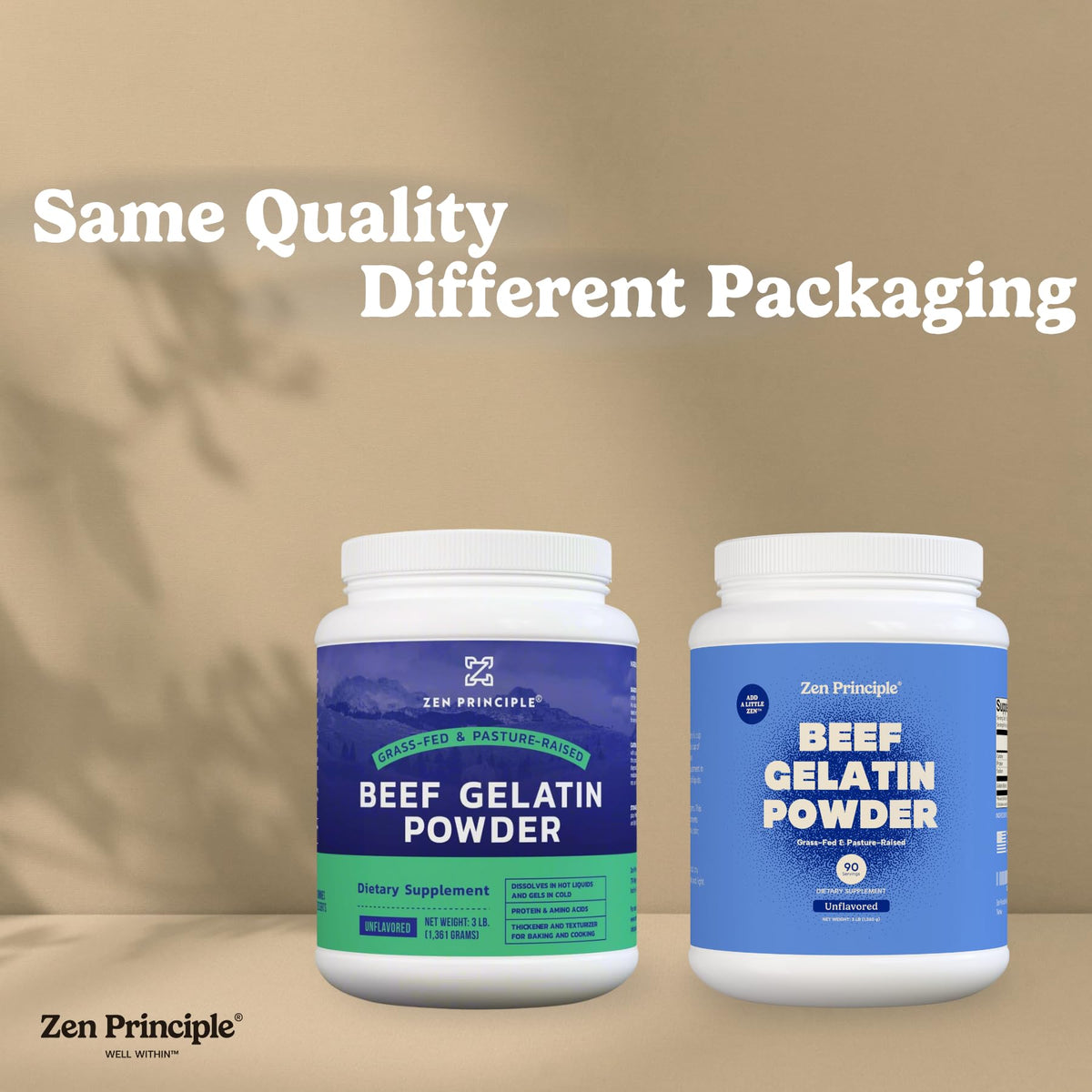 Zen Principle Grass-Fed Gelatin Powder, Unflavored, 3 lb, Paleo & Keto Friendly, Non-GMO, Gluten-Free