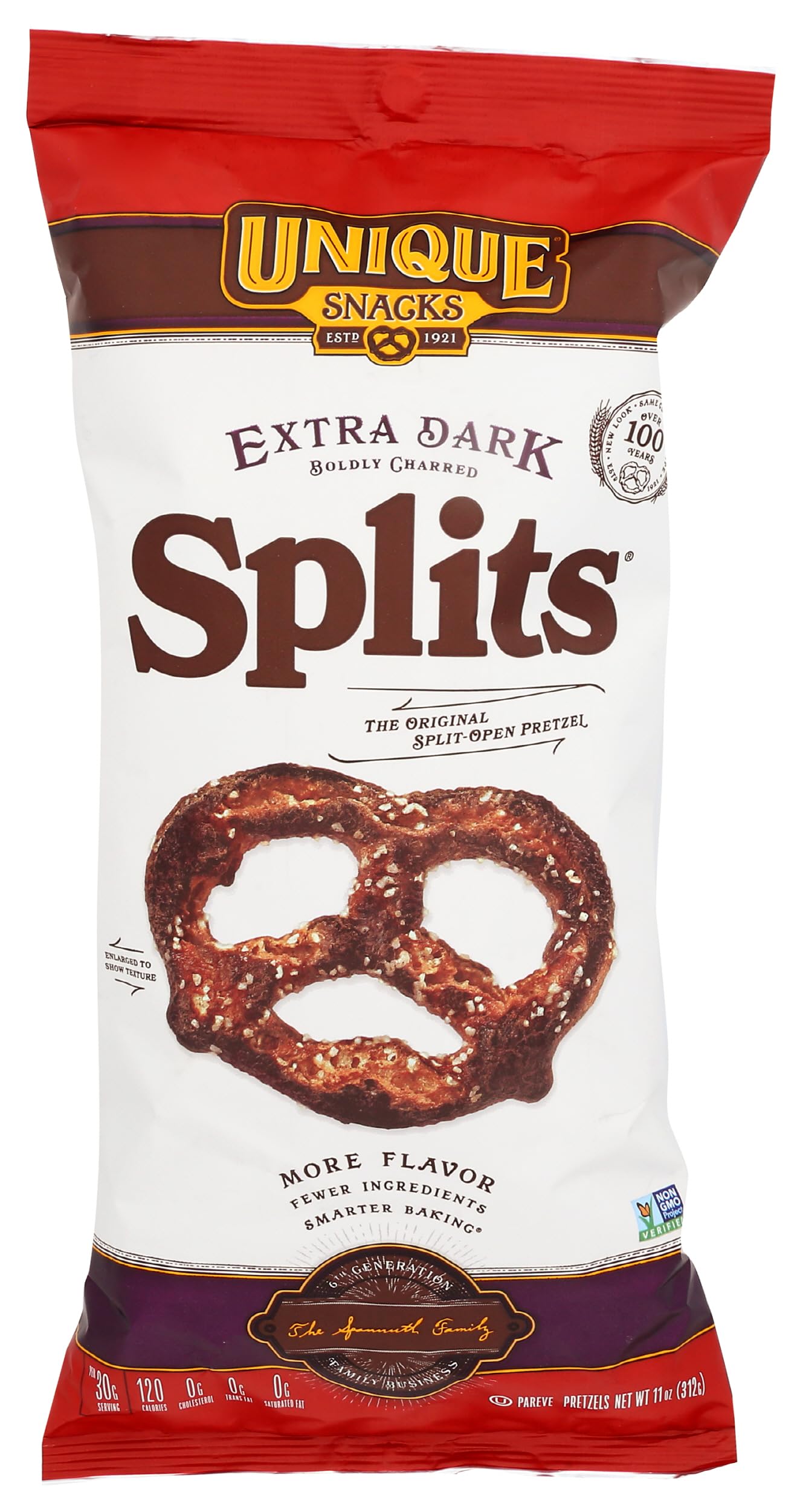 Unique Pretzels Unique Extra Dark Splits Pretzels  11 Oz