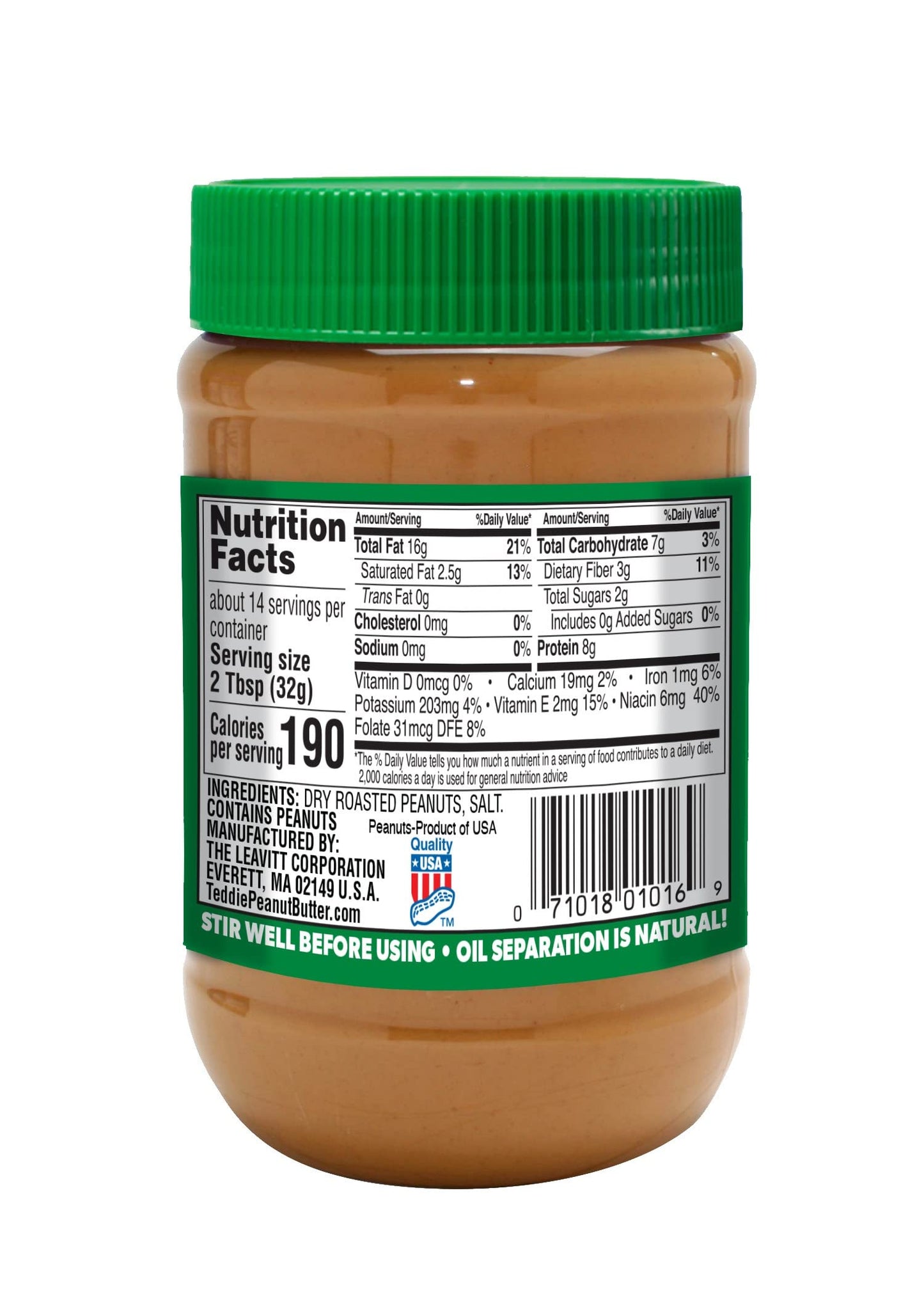 Teddie All Natural Peanut Butter, 26 Ounce 3 Pack, Gluten Free & Vegan, 16 Ounce Plastic Jar (Super Chunky Unsalted, Pack of 3)