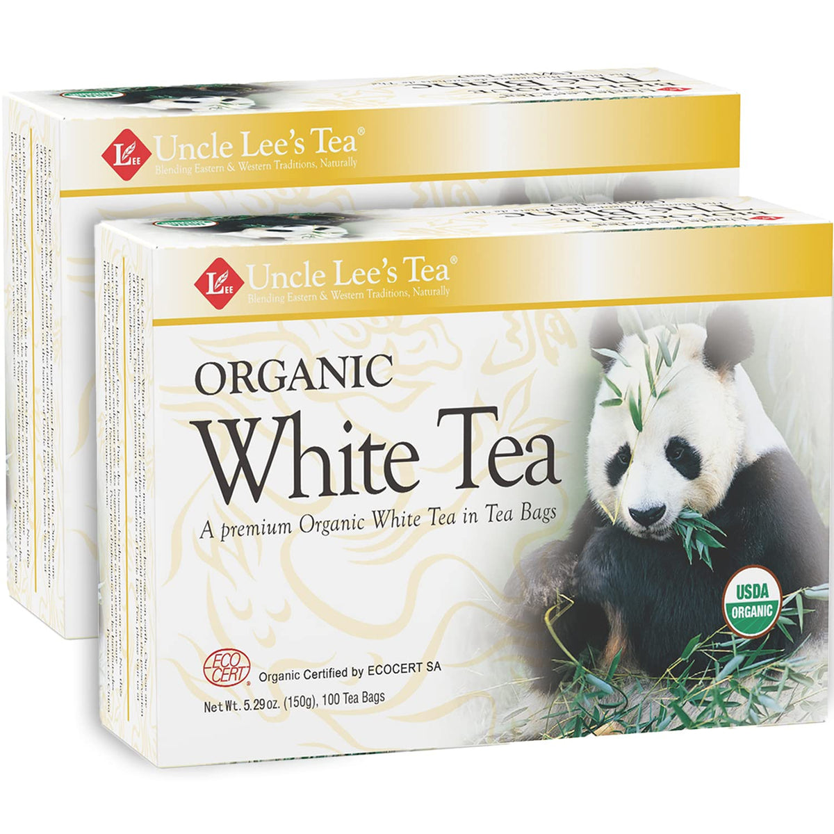 Uncle Lees Tea Organic White Tea Bags, Low Caffeine, Antioxidant-Rich, 100 Count (Pack of 2)