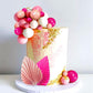 Roaring Good Time 32 Pcs Pink Balls Cake Decoration Baby Shower Cake Decoration Pink Leaves Palm Leaves Cake Decoration Boho Cak