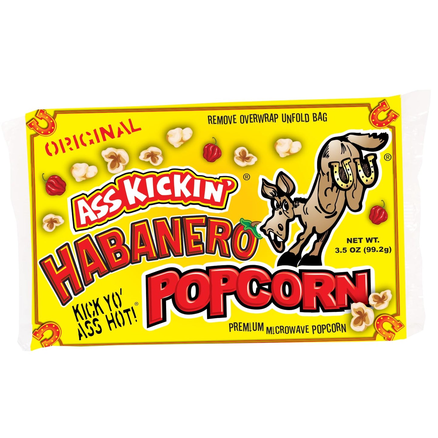 ASS KICKIN Habanero Microwave Popcorn - 3 Pack - 3.5 Ounce Bags - Spicy Snack for Movie Night