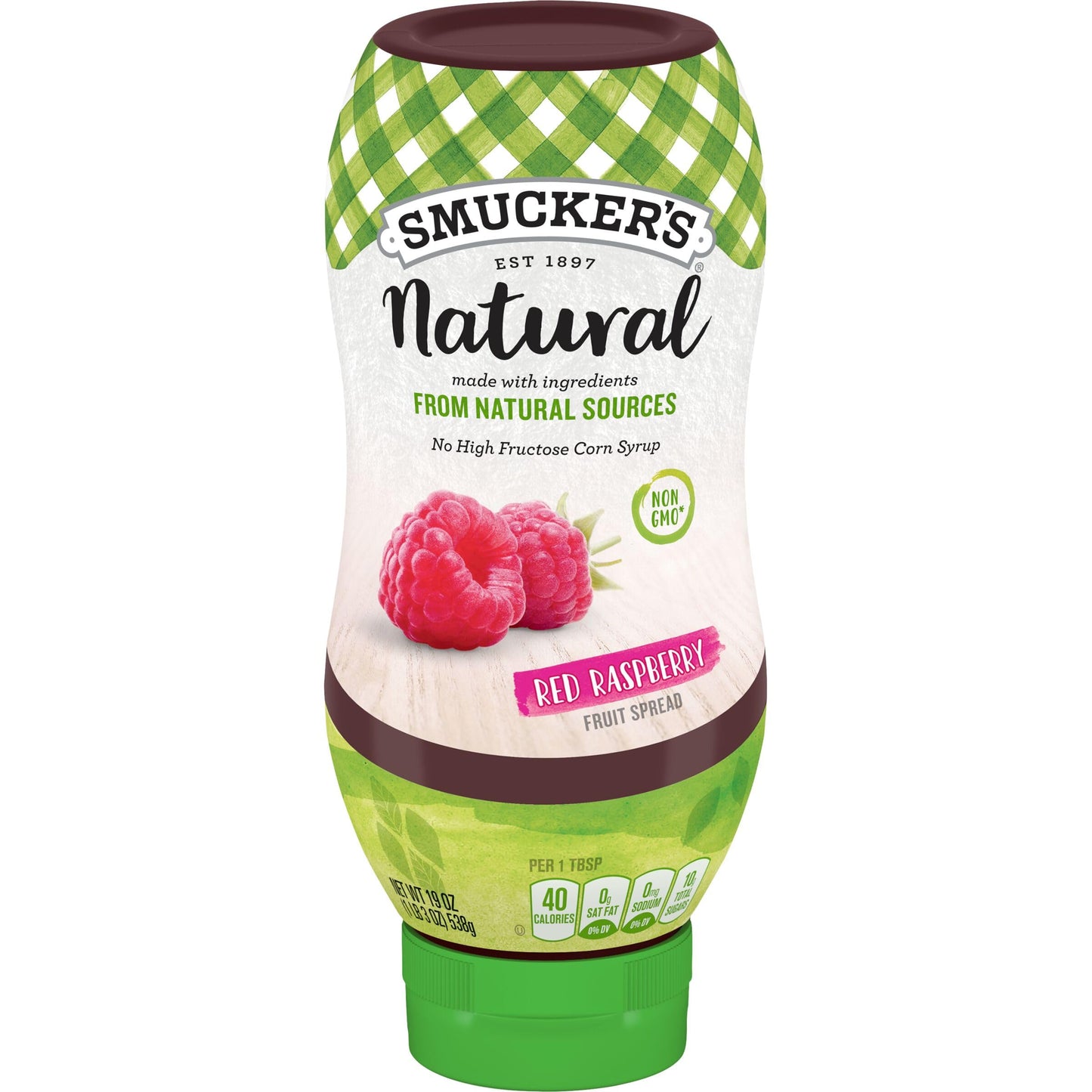 Smucker's Natural Red Raspberry Squeezable Fruit Spread, 19 Ounces (Pack of 12)