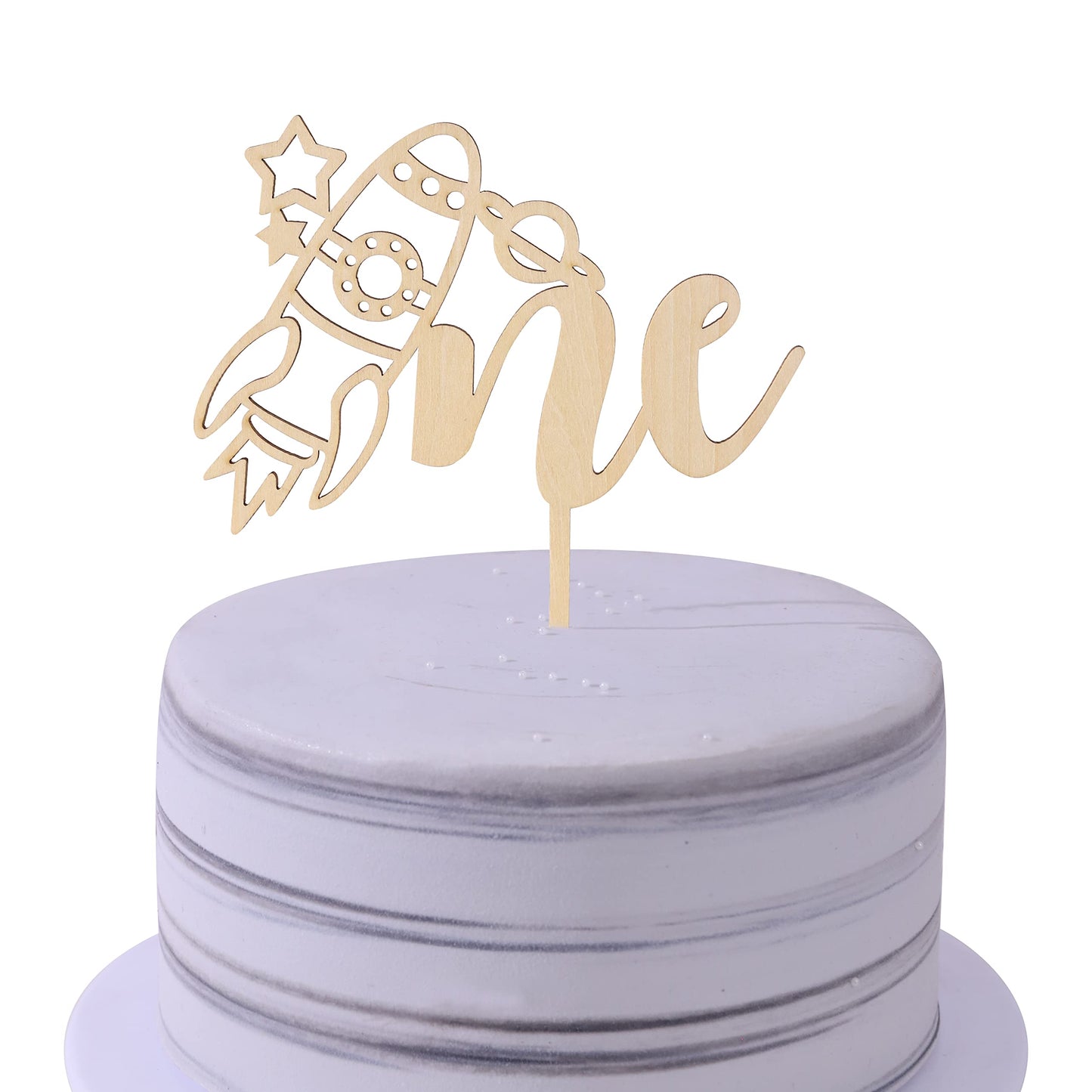 Wood Outer Space One Cake Topper - First Trip Around The Sun Cake Topper, Space Cake Topper 1St Birthday, Wood Rocket One Cake T