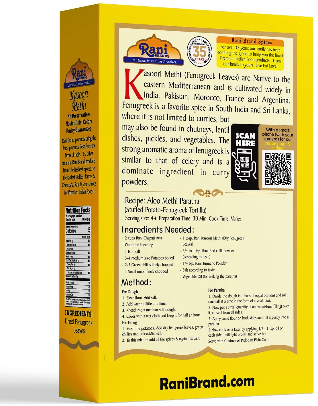 Rani Fenugreek Leaves Dried (Kasoori Methi) 3.5oz | All Natural, Vegan, Gluten Friendly, NON-GMO, Indian Origin
