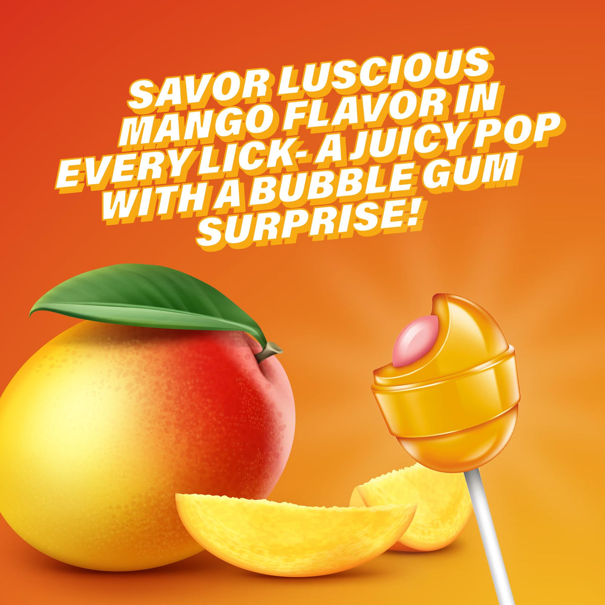 Colombina Bon Bon Bum Lollipops Mango Flavor, 24 Count (Pack of 2)