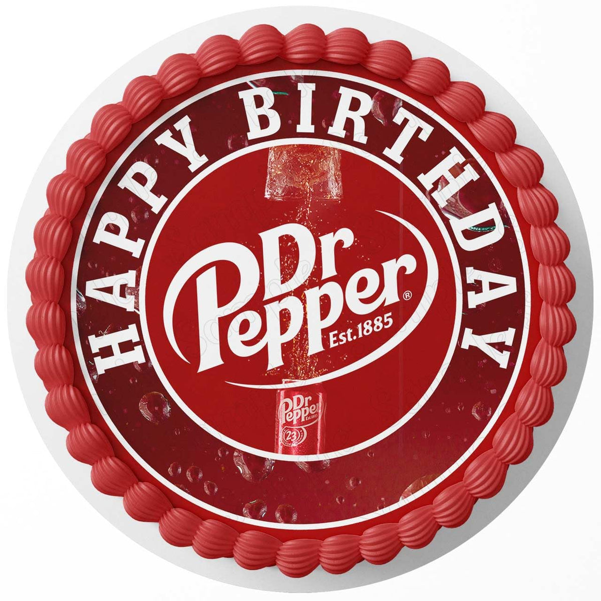 Dr. Pepper Soda Drink Edible Cake Topper Sheet Image Print Round