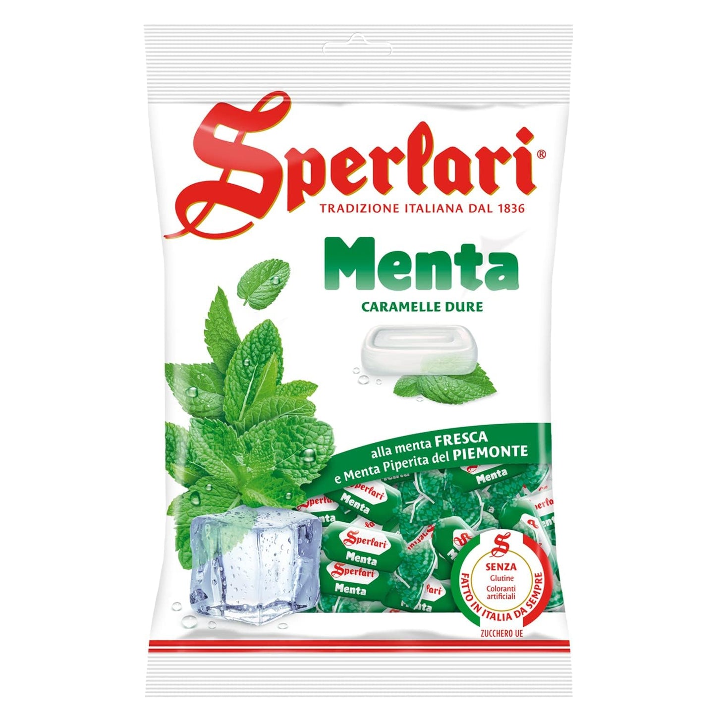 Sperlari Mint Hard Candy Bag, Individually Wrapped Italian Sweets, 500g / 17.6oz, 1-Pack