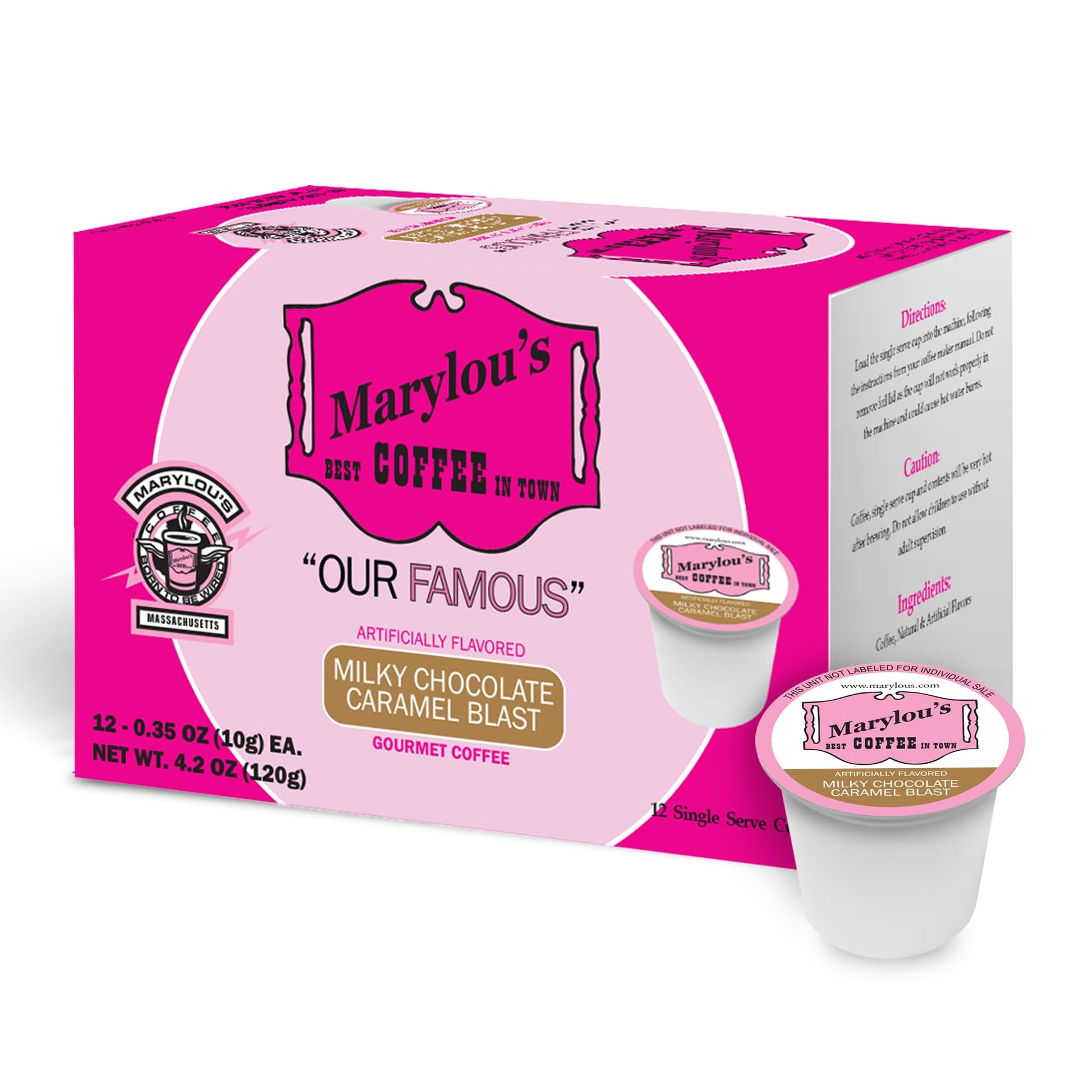 Marylous Milky Chocolate Caramel Blast Flavored Coffee Pods, Compatible with Keurig, 12 Single Serve Pods, 1 Count
