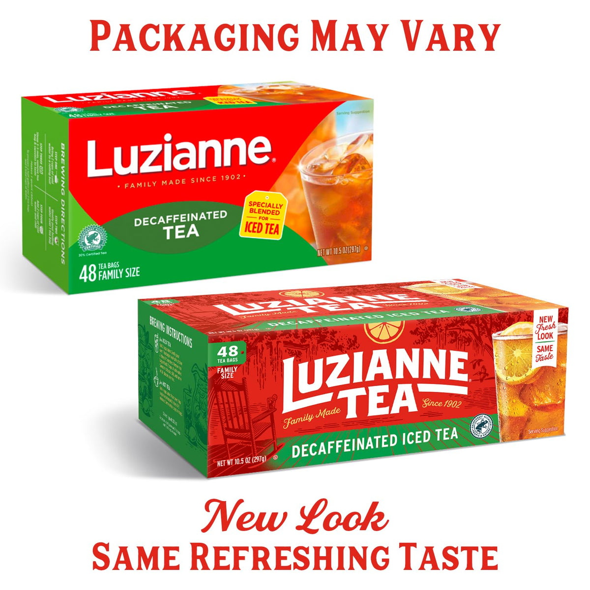 Luzianne Decaffeinated Iced Tea Bags, Family Size, 48Ct Box (Pack Of 6)