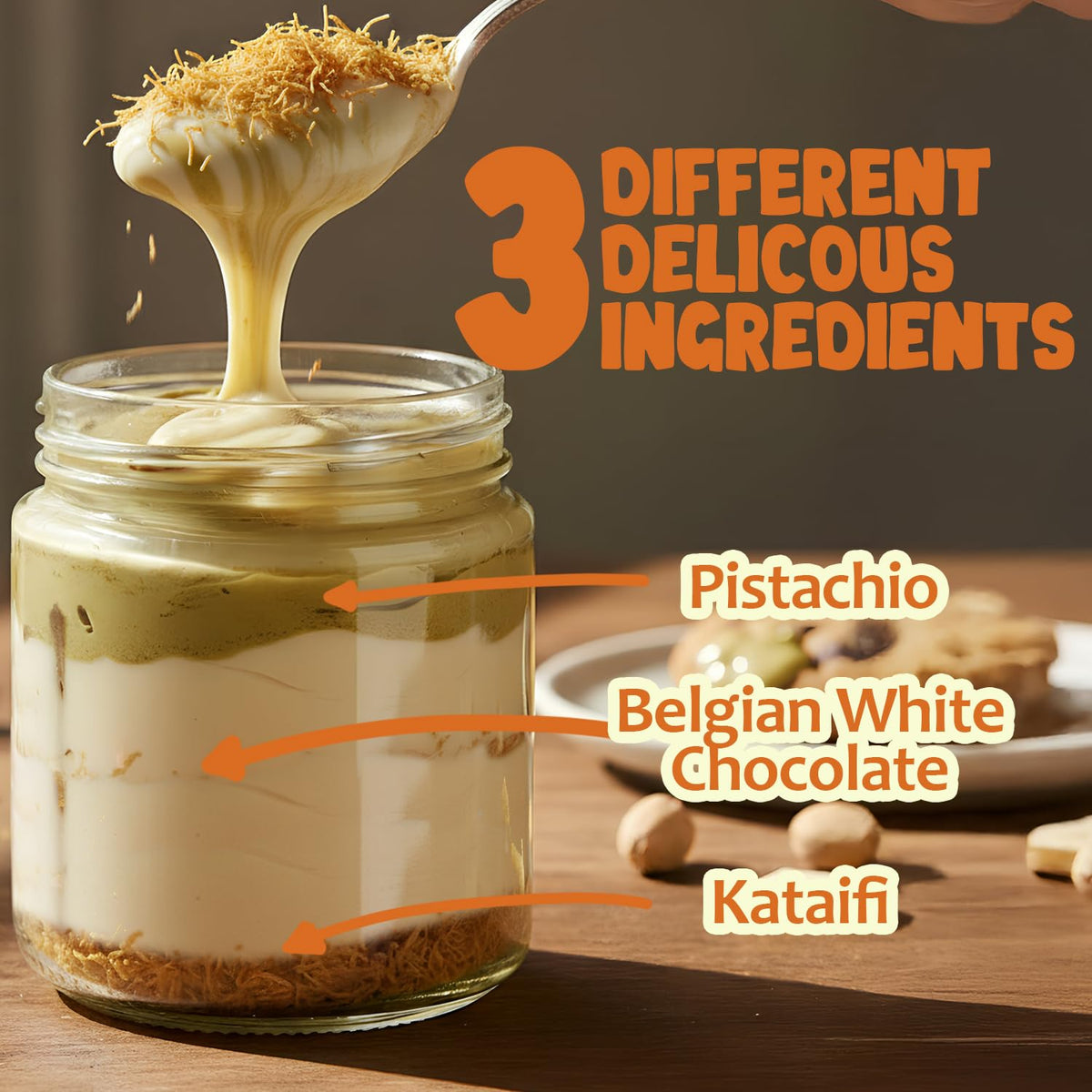Dubai Spreadable White Chocolate - Pistachio Spread with Roasted Phyllo, Gourmet Breakfast Chocolate - 9.7 oz