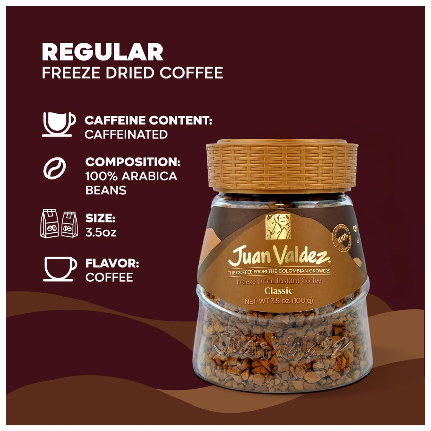 Juan Valdez Classic Freeze Dried Coffee - Premium Colombian Coffee, 3.5 Ounce, Model SUVELAM