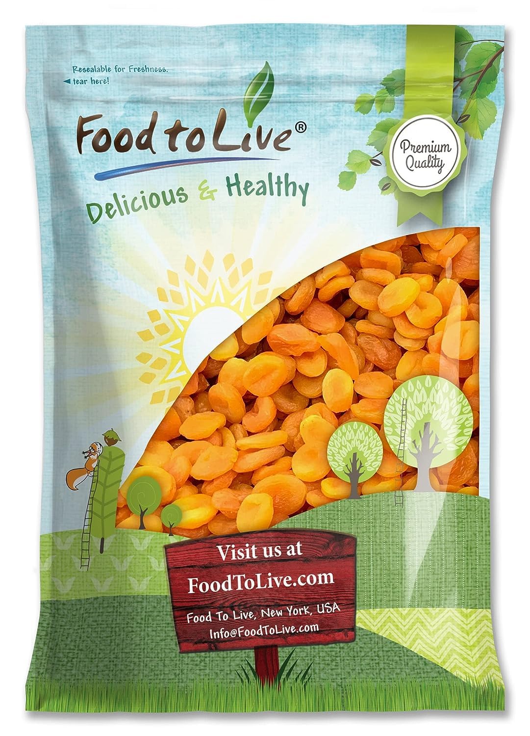 Food to Live - Dried Apricots, 8 Pounds Kosher, Vegan, Bulk, Product of Turkey