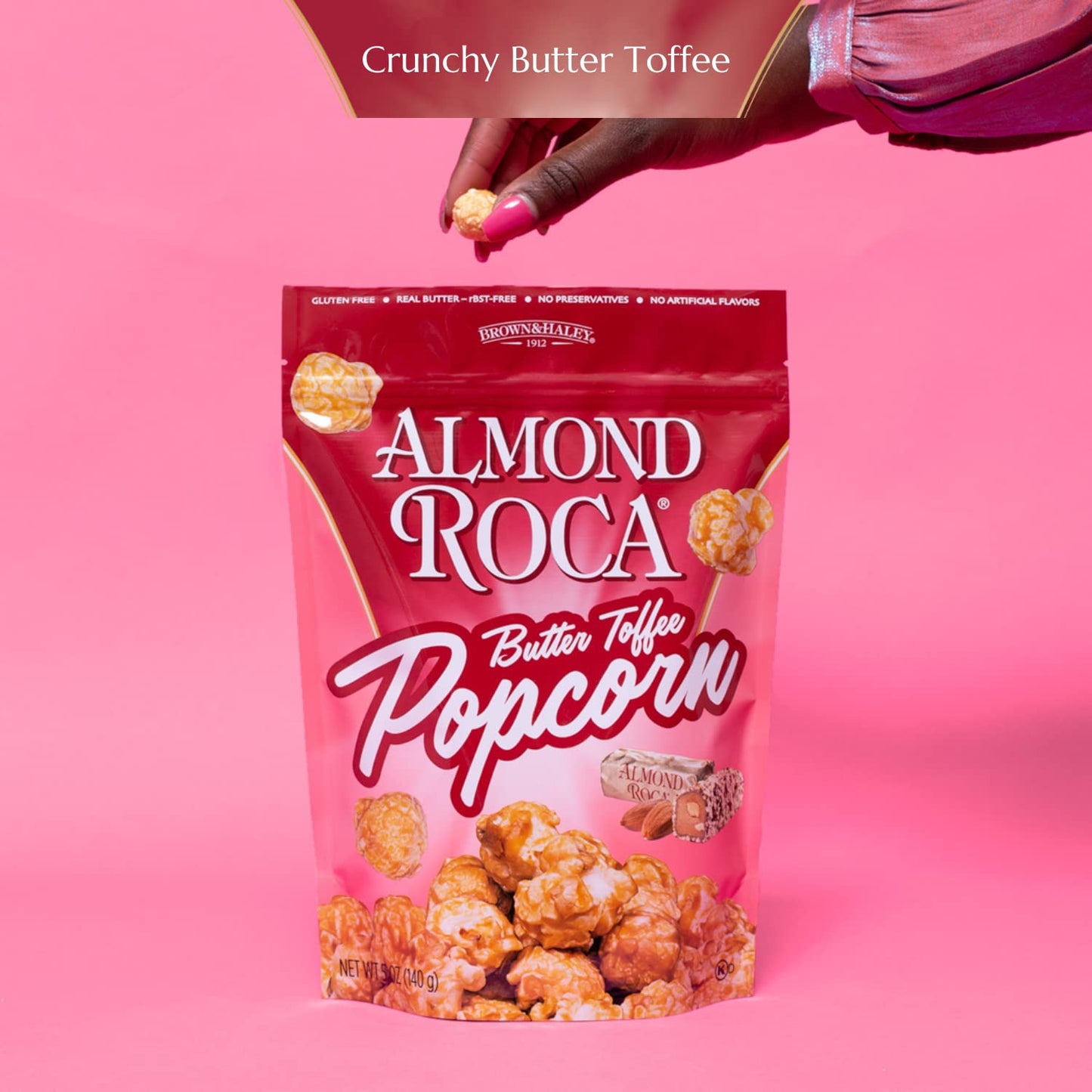 Almond Roca By Brown And Haley Gourmet Butter Toffee Flavored Popcorn - Sweet Crunchy Kettle Popped Pop Corn With Buttery Toffee