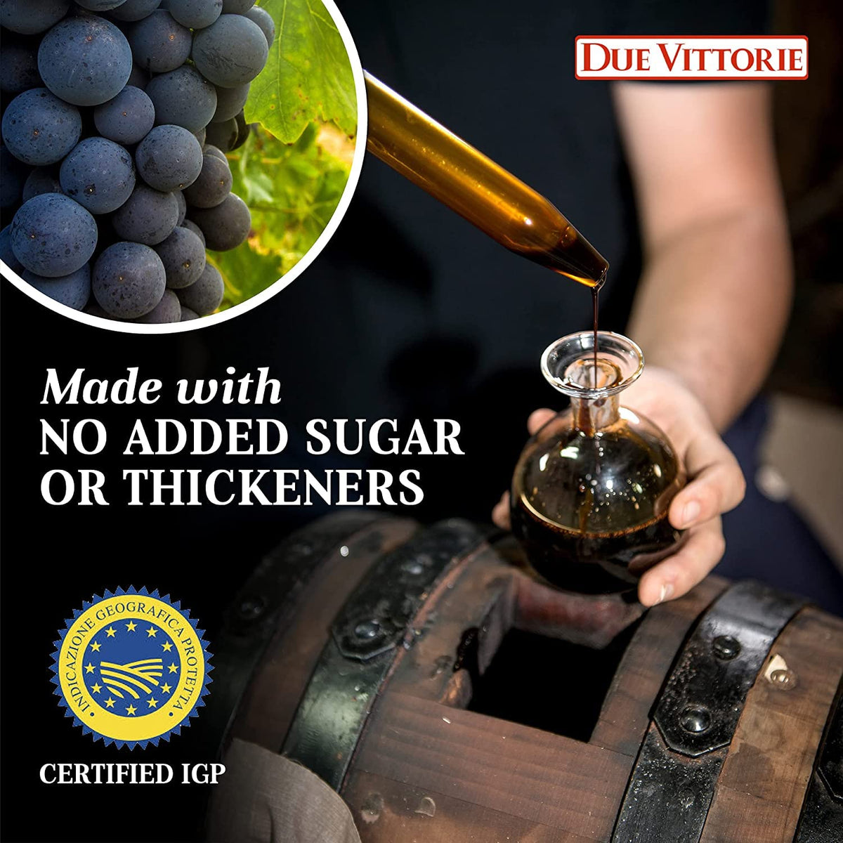 Due Vittorie Balsamic Vinegar, Barrel Aged, All-Natural, Extra Dense, 8.45 Fl Oz (250ml)