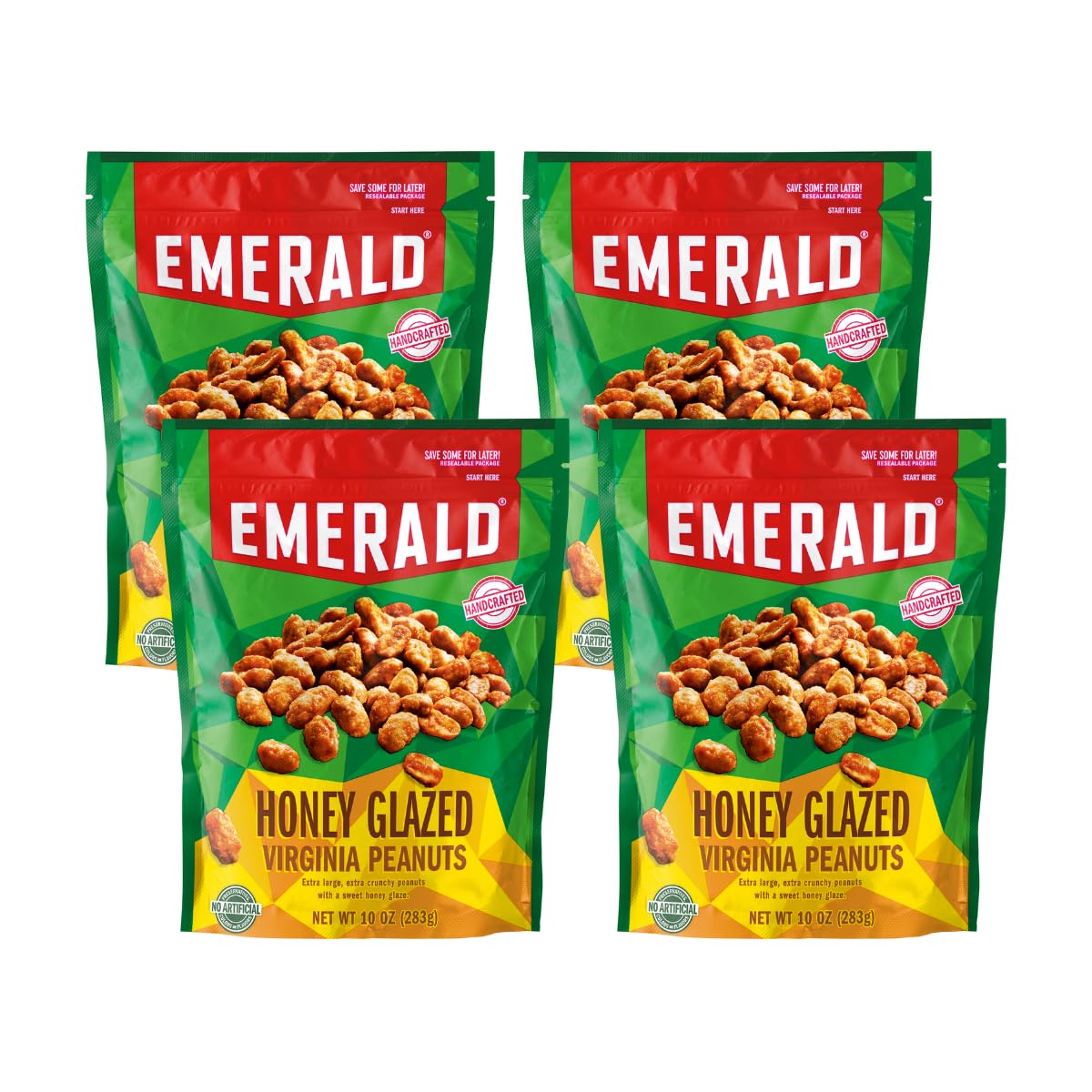 Emerald Honey Roasted Virginia Peanuts, 10 Oz (Pack of 4)