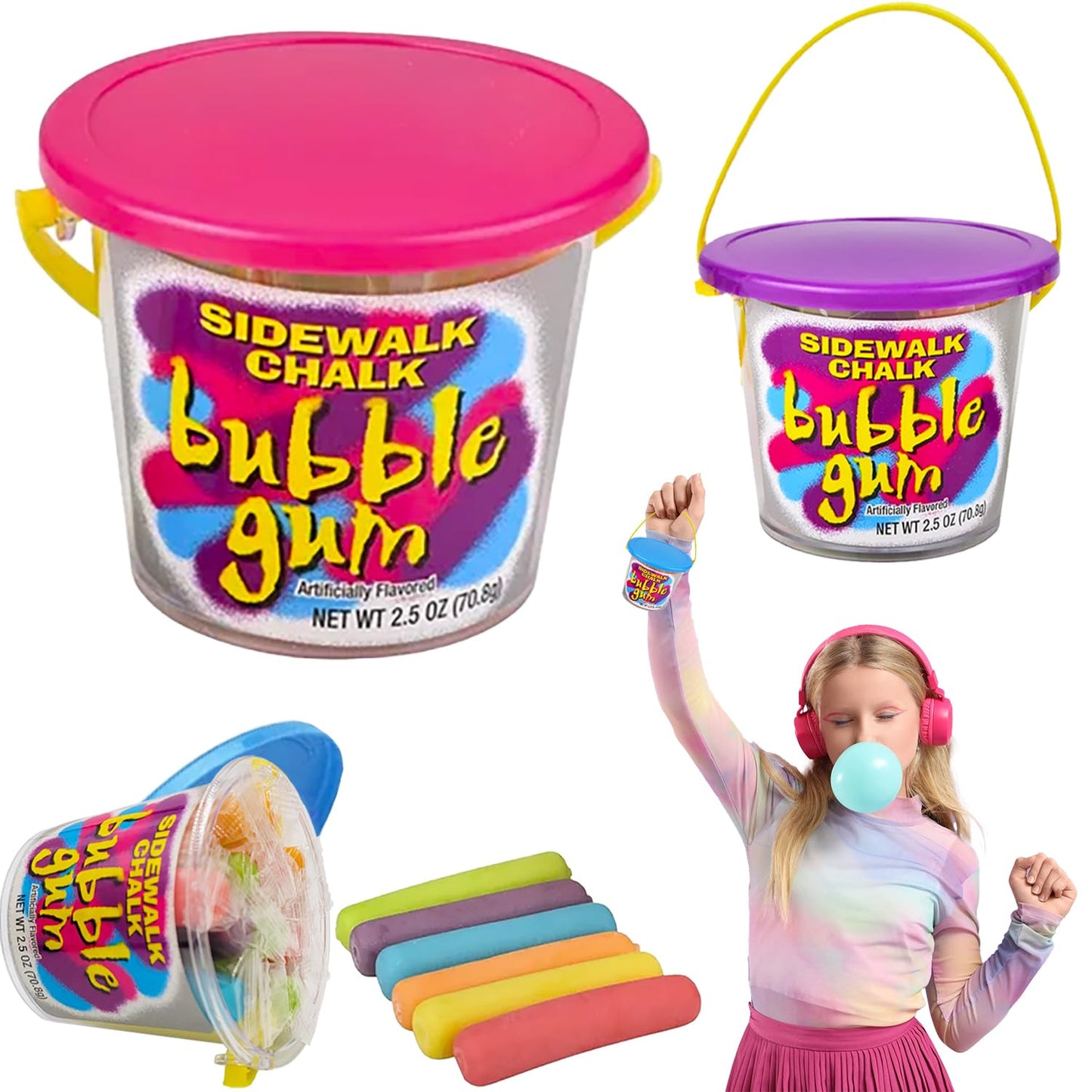 Fruidles Bubble Gum, Sidewalk Chalk Shaped, Multicolor, Individually Wrapped, 1 Count