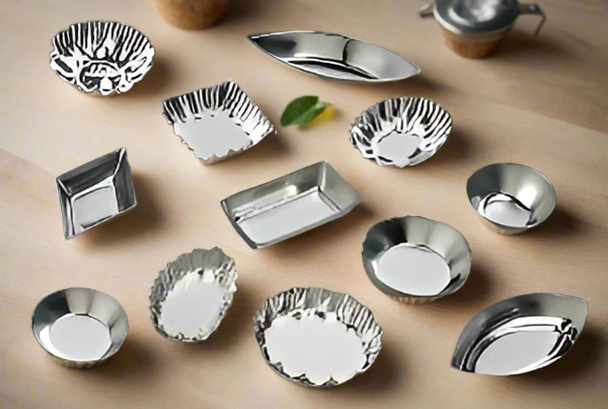 Small Tartlet Mold Set Tinplate - 1-1/2" To 2-1/2" - 6 Styles, - 72 Pcs