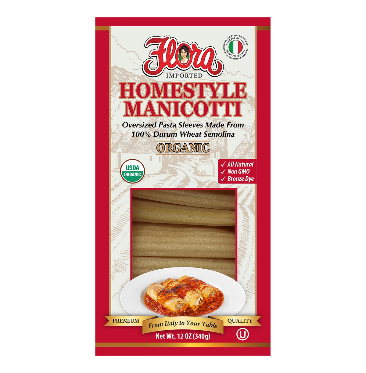 Homestyle Manicotti Pasta - Organic - 12 oz