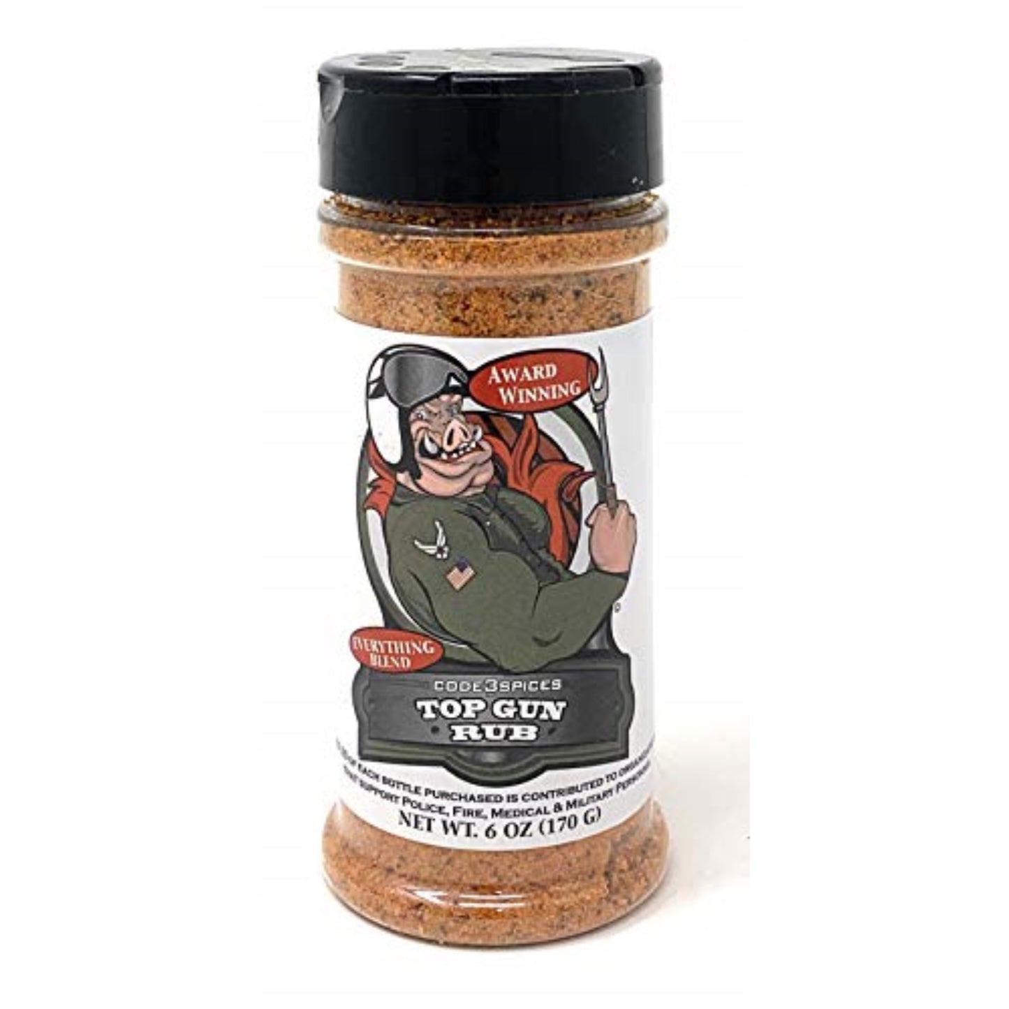 Code 3 Spices Top Gun Rub, 6 Ounce, Plastic, Model 53124, No Color