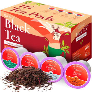 Gya Tea Co Caffeinated Black Tea Pod Variety Pack - Smooth, Flavorful, 16 Count