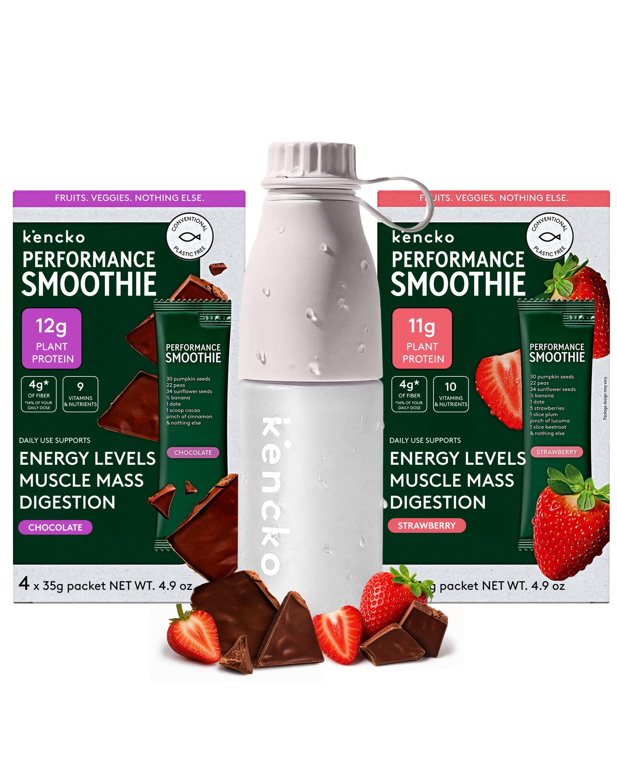 kencko Instant Protein Smoothie Powder Mix, Variety Packets of 8