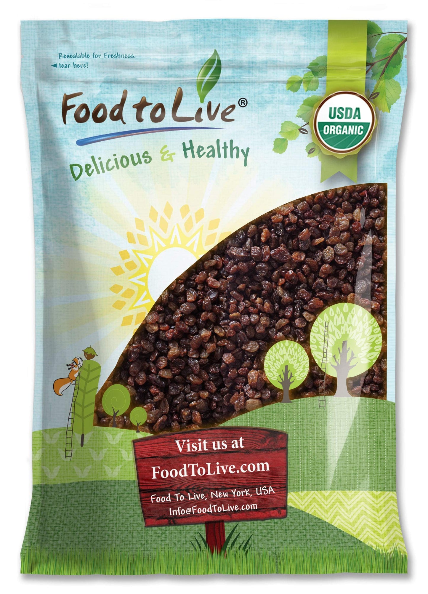 Food to Live Imported Organic Raisins, 8 Pounds - Sun Dried Thompson Seedless Select Grapes, Non-GMO, Raw, No Sugar added, Koshe
