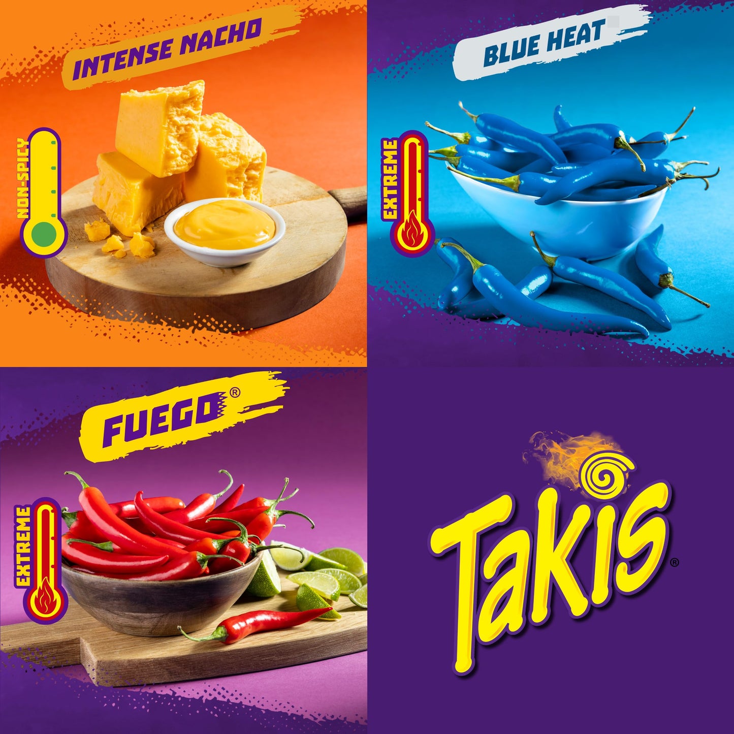 Takis 18 pc / 1 oz Hero Variety Pack  Assorted Flavored Mixed Rolled Tortilla Chips - (8) Fuego 1 oz  (6) Blue Heat 1 oz  (4) Intense Nacho 1 oz