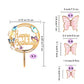 Butterfly Cake Toppers Decorations - 1 Big Happy Birthday Cake Topper & 15Pcs 3D Pink Gold Cupcake Toppers - Party Supplies For