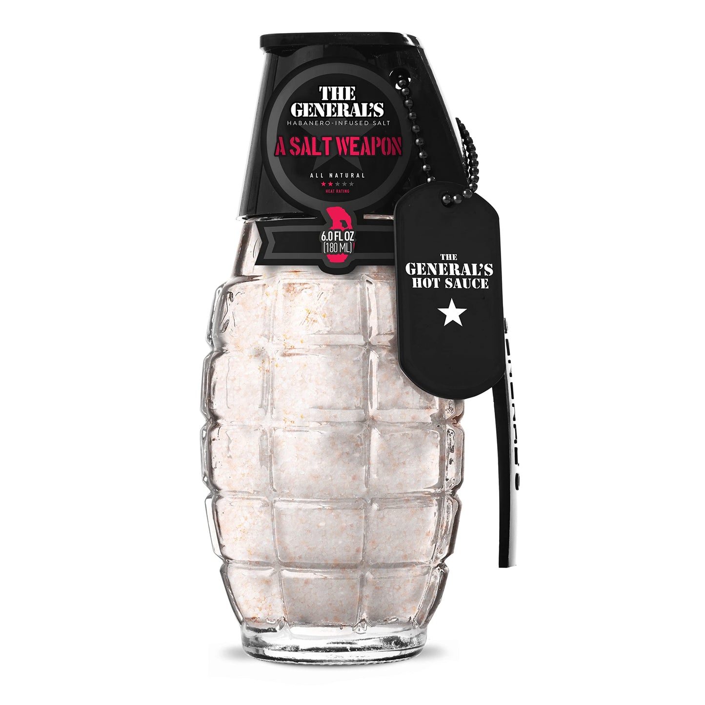 The Generals Hot Sauce Spicy Habanero Sea Salt Gourmet Seasoning, All-Natural, Gluten-Free, 6oz, 2/5 Heat Rating
