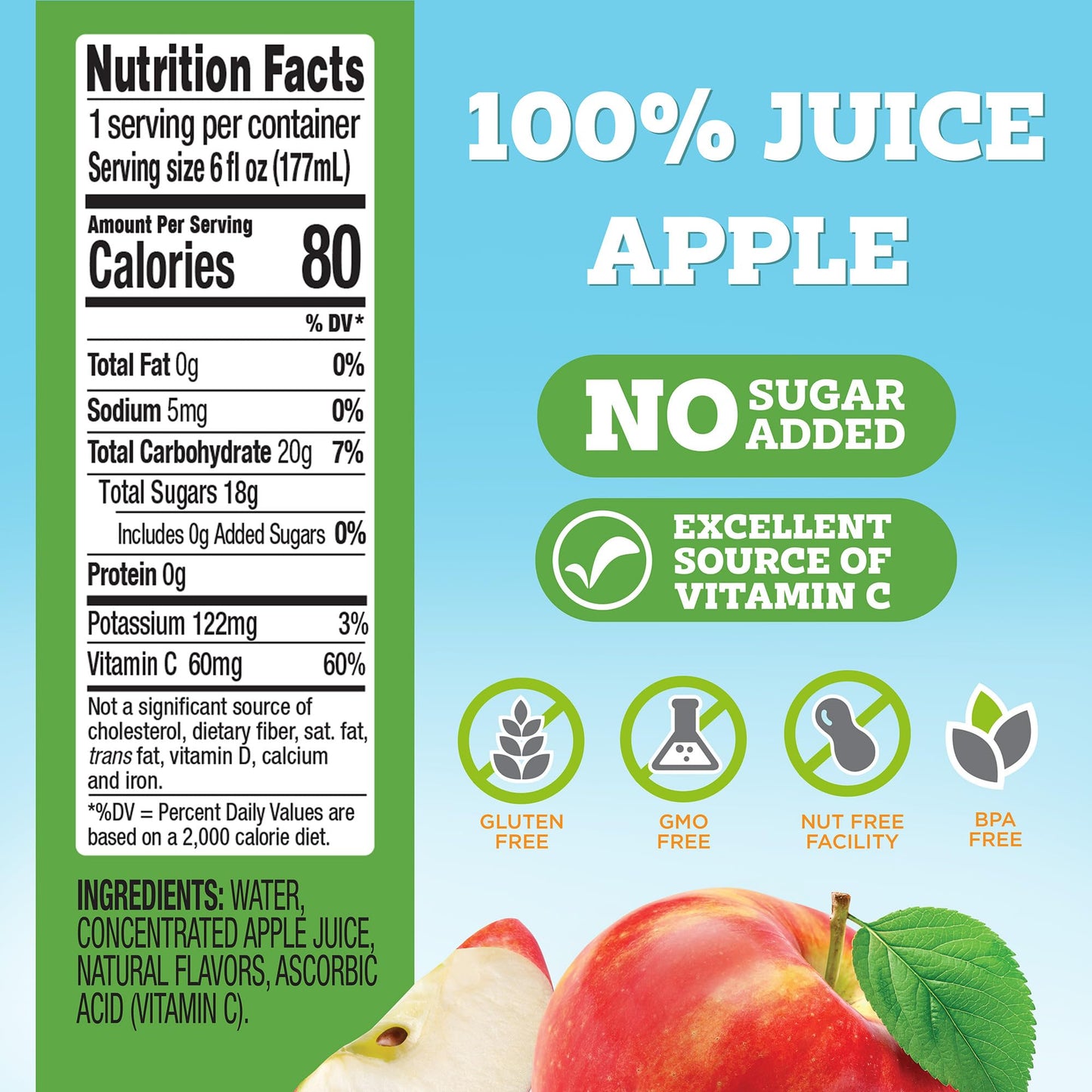 good2grow Apple Juice - 100% Fruit Juice for Kids, No Sugar Added, 6 Fl Oz Bottles, 3 Pack with Gabbys Dollhouse Character Tops