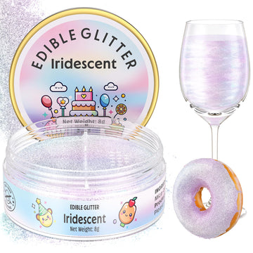 Nomeca Edible Glitter for Drinks & Cakes, 8g Food Grade Luster Dust, 3-Iridescent Color, Ideal for Cake Decoration & DIY Cocktails