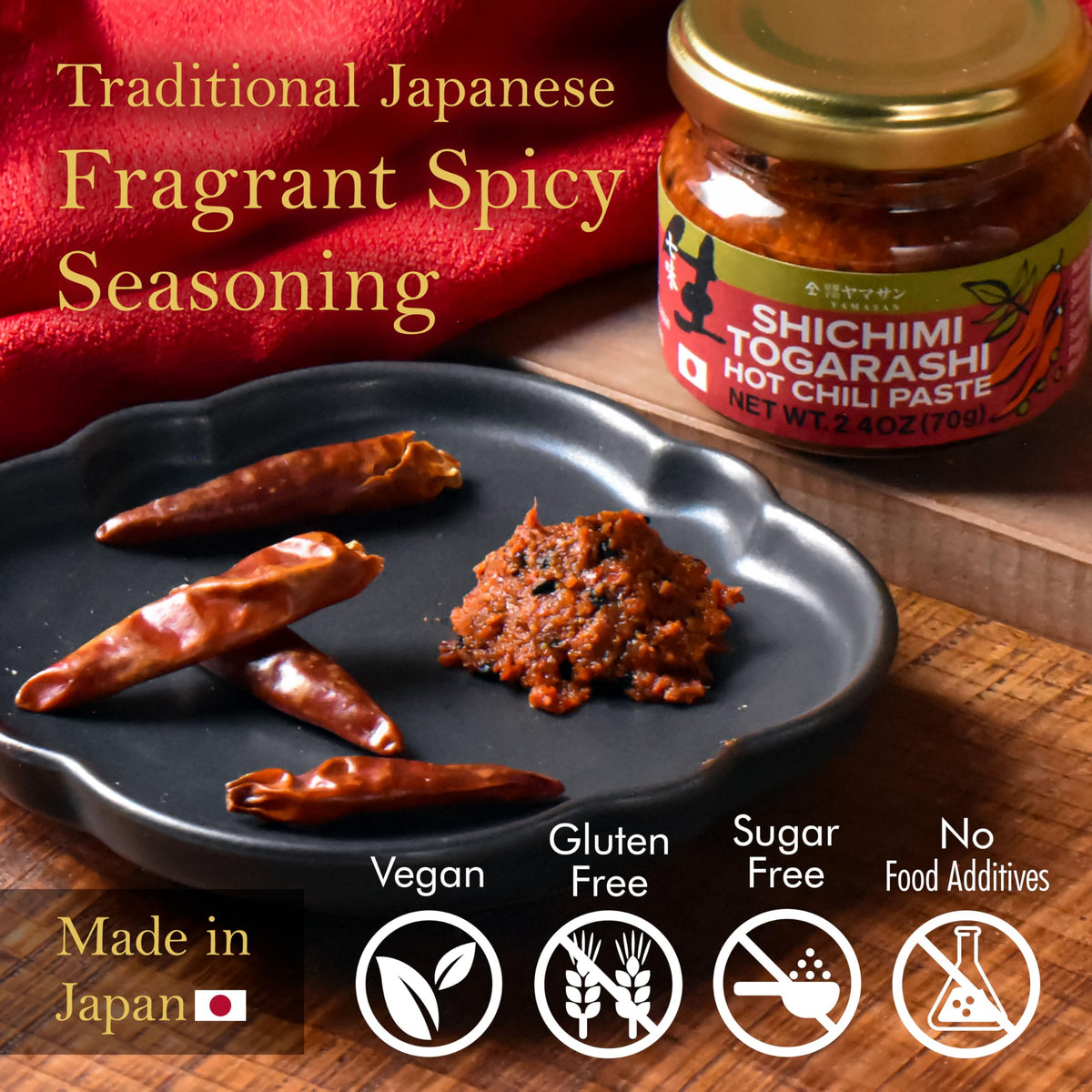 Yamasan Kyoto Uji Japanese Shichimi Togarashi Hot Chili Paste, Aromatic Spicy And Umami Seasoning, Togarashi Seasoning, No Addit