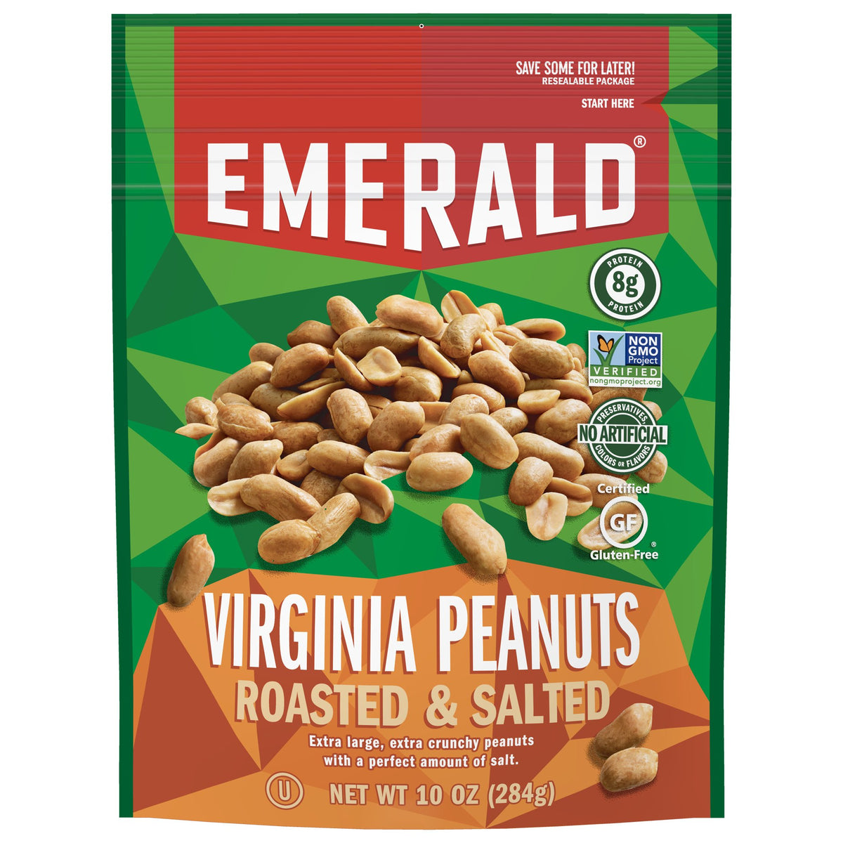 Emerald Nuts, Virginia Peanuts Roasted and Salted, 10 Ounce (Pack of 6)