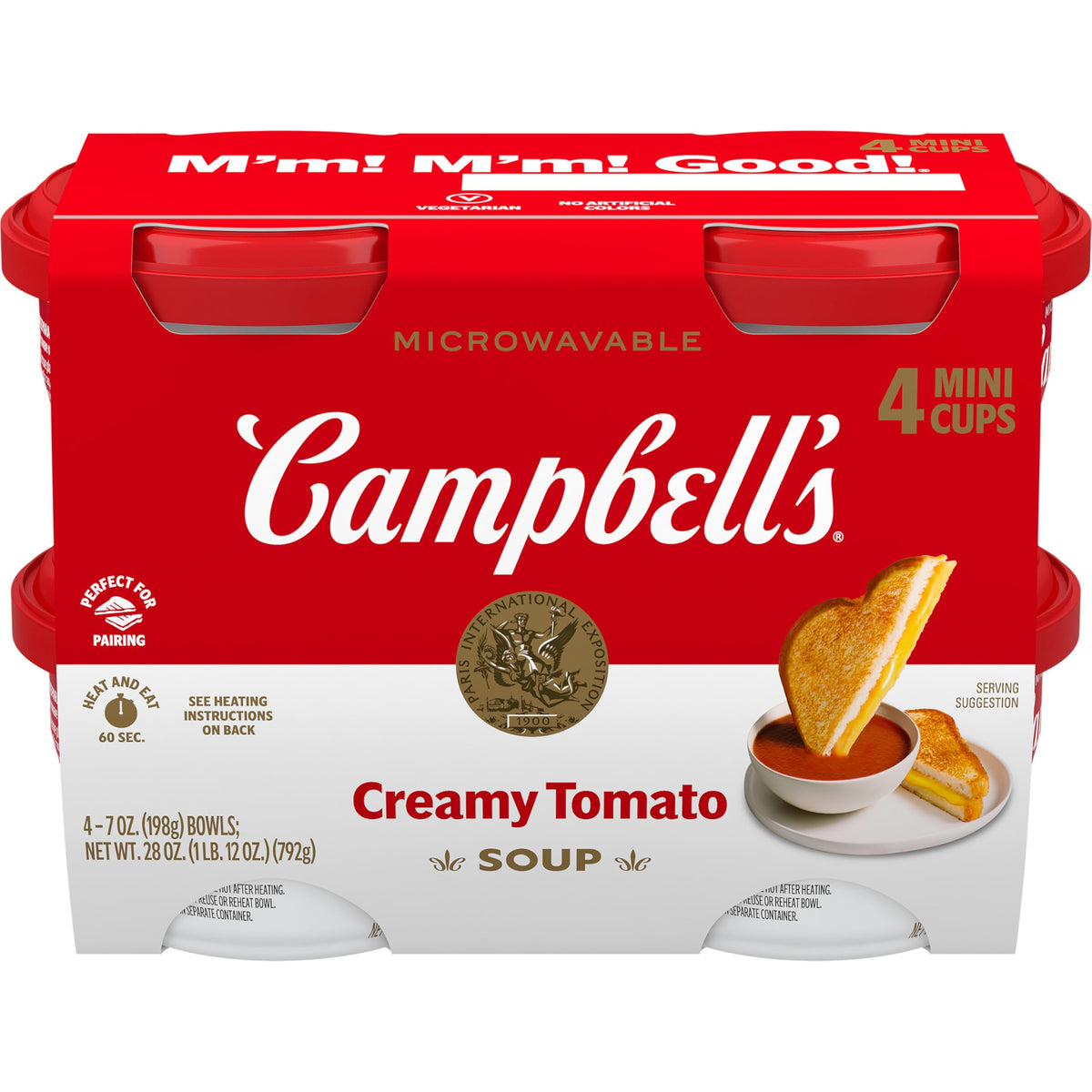 Campbell'S Creamy Tomato Soup, 7 Oz Microwavable Bowl (Pack Of 4)