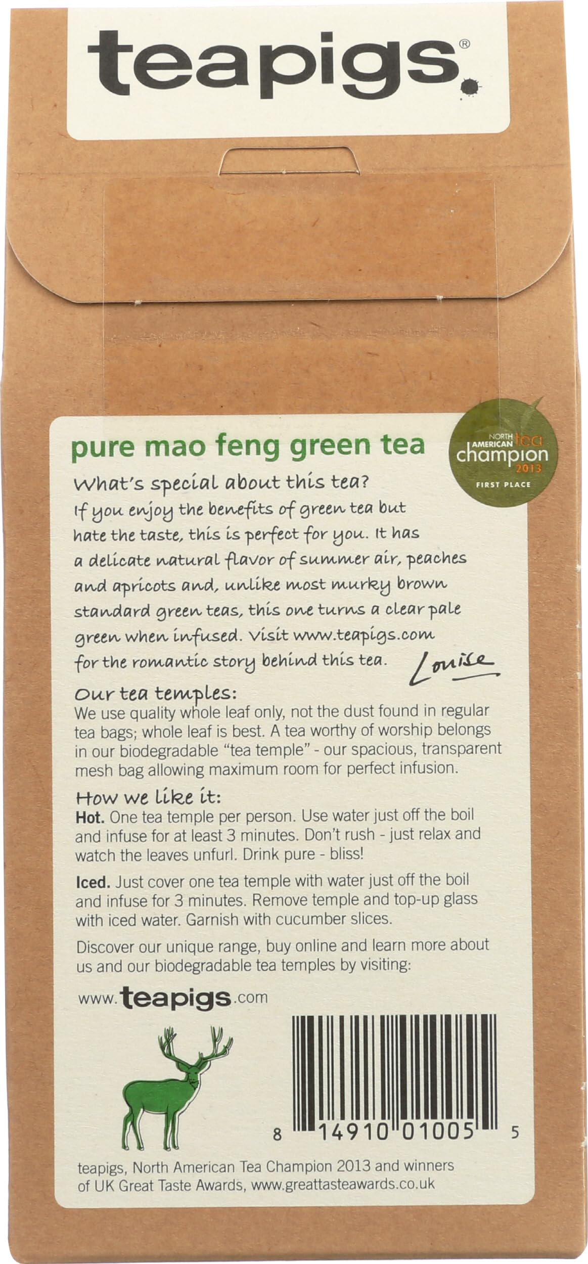 Teapigs, Tea Green Mao Feng, 15 Count