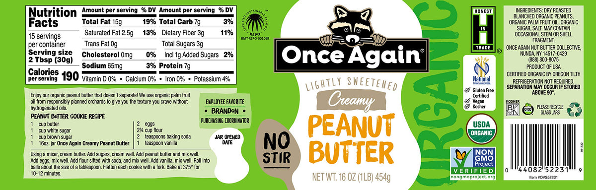 Once Again Peanut Butter American Classic Smooth, 16 oz, 1 Pound (Pack of 1)