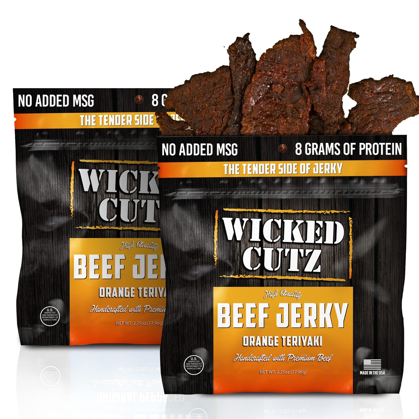 Wicked Cutz Teriyaki Beef Jerky, 24g Protein, Tender & Easy to Chew, 2.75 Ounce (Pack of 2)