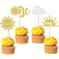 24 Pcs Sunshine One Cupcake Toppers Gold Glitter Sun Simle Face Cloud You Are My Sunshine First Birthday Cupcake Picks Baby Show