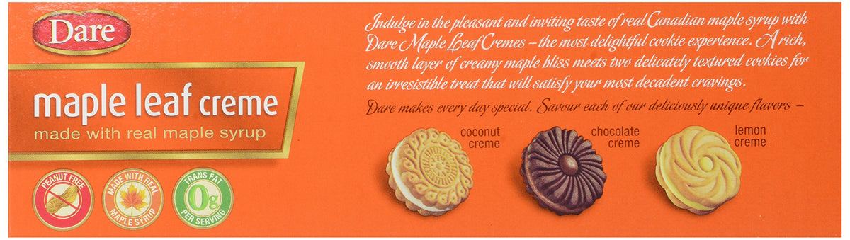 Dare Original Gourmet Maple Leaf Cream (Pack Of 2) 12.3 Oz Boxes