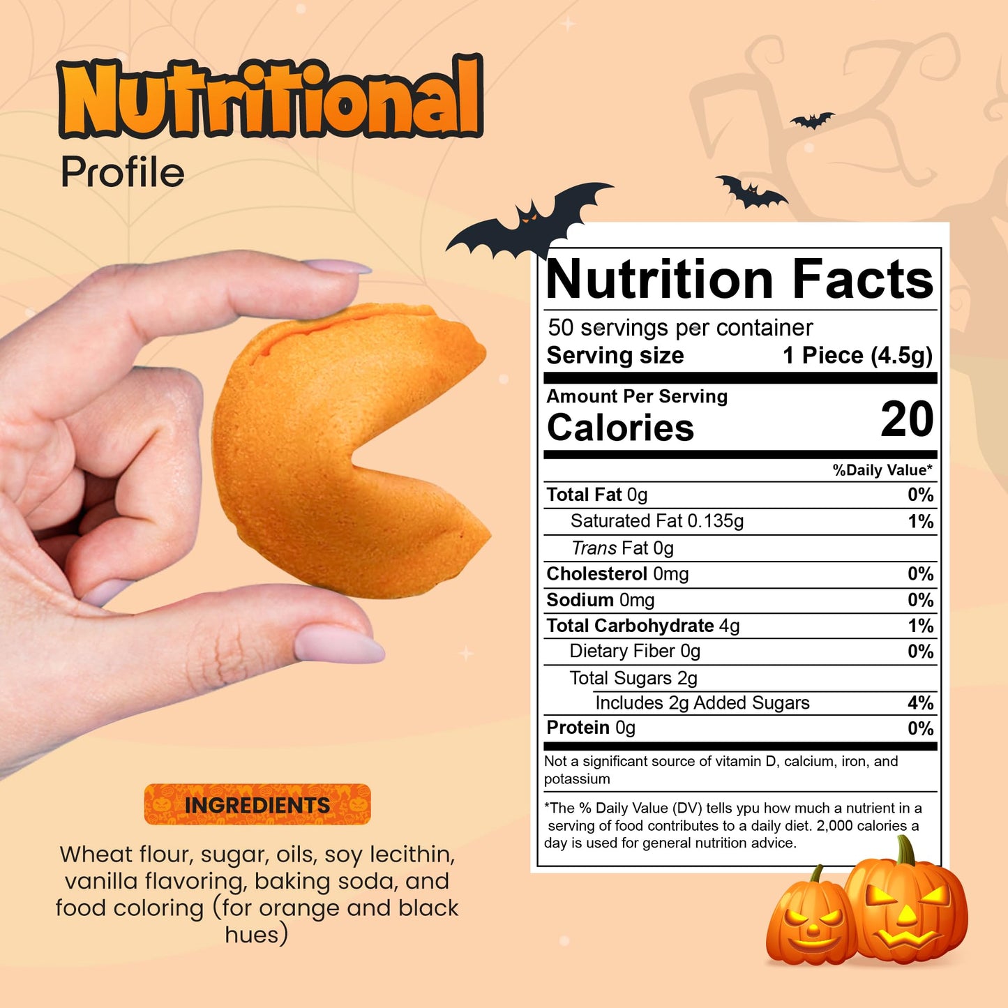 4Es Novelty Halloween Fortune Cookies Bulk - 50 Individually Wrapped with 50 Funny & Scary Fortune Cookies Sayings for Kids & mature-themeds  Trick-or-Treat Perfect for Halloween Party
