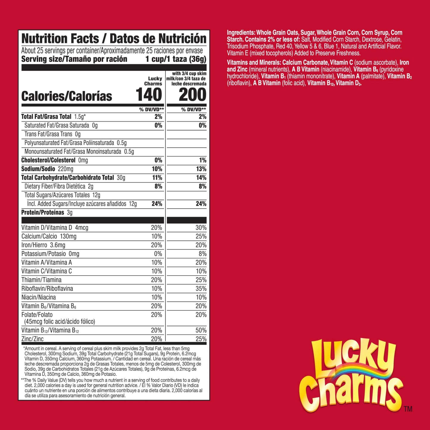 Lucky Charms Gluten Free Cereal with Marshmallows, Kids Breakfast Cereal, Made with Whole Grain, Value Bag, 32 oz