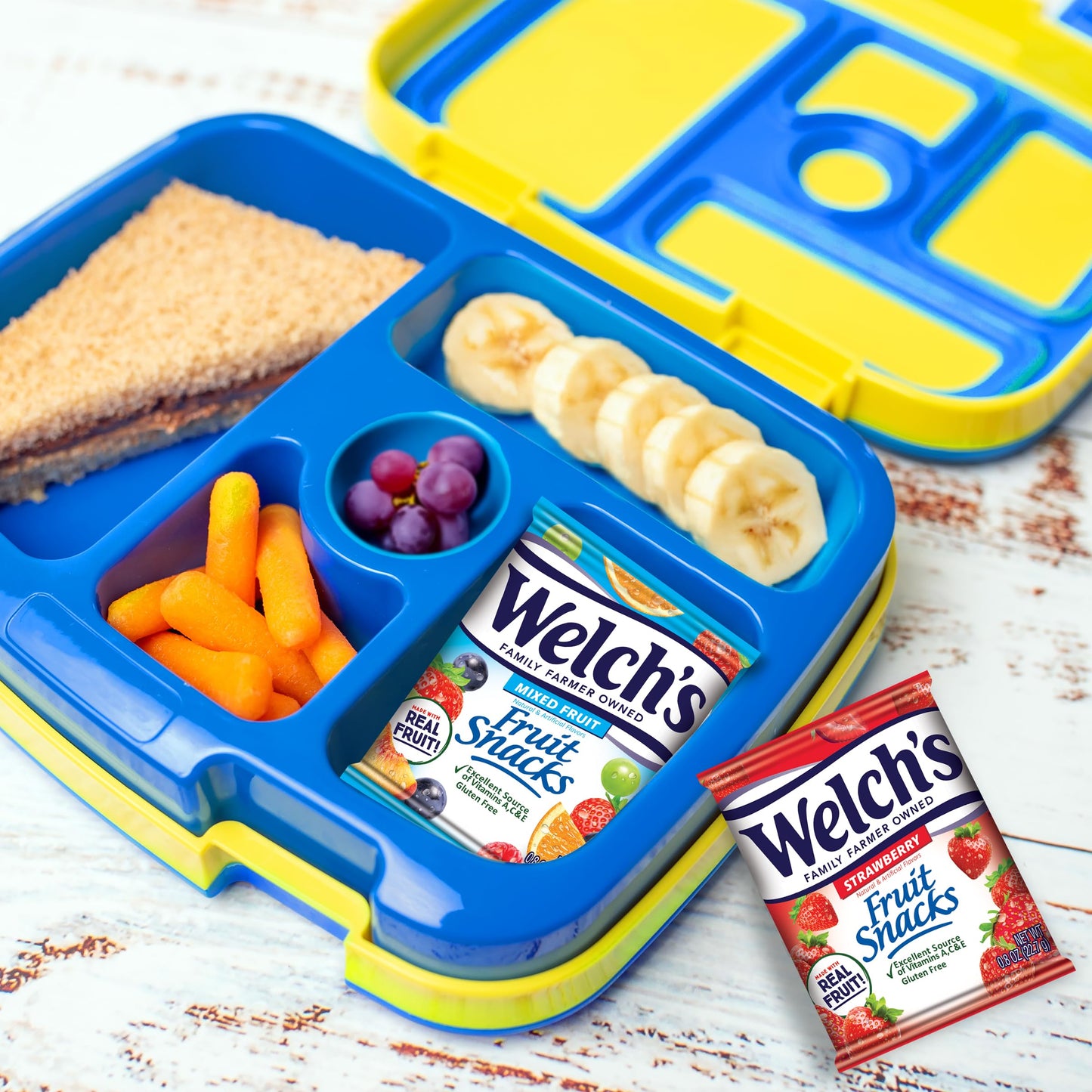 Welchs Fruit Snacks, Mixed Fruit & Strawberry Snack Box, Stocking Stuffers,Gluten Free, 0.8oz Snack Packs (Pack of 60)