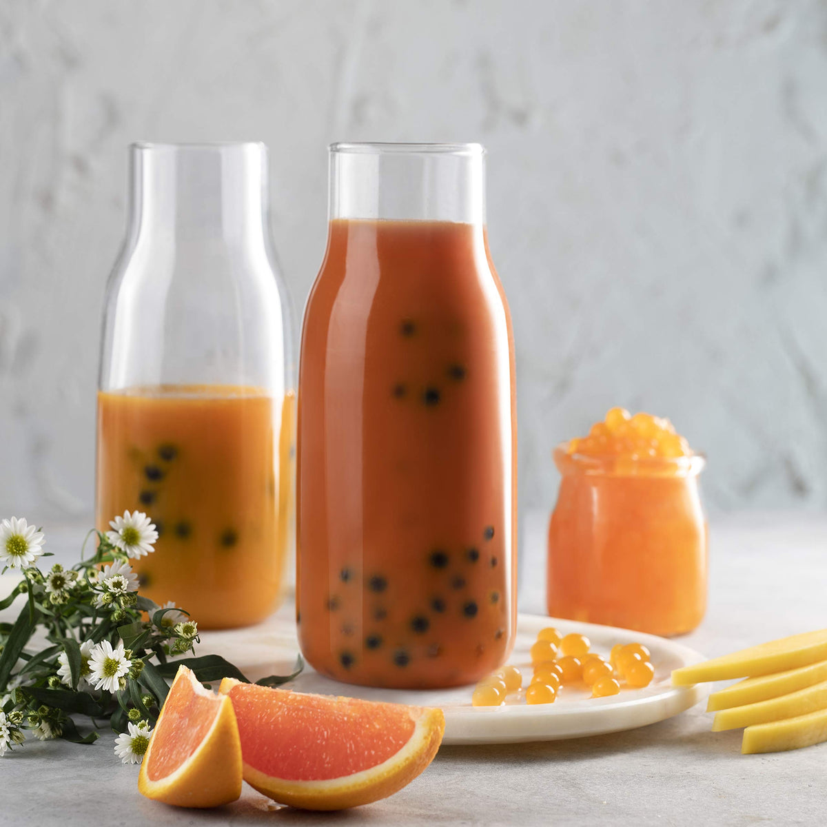 Peach Boba Pearls, Peach Popping Boba Bursting Boba, Peach Bubble Tapioca Pearls For Bubble Tea 7 Pound (Peach, 7 Lb Pack Of 1)