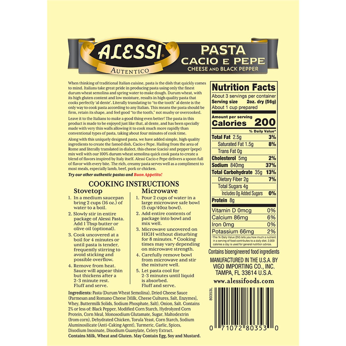Alessi 4 Minute Pasta (Cheese & Black Pepper, 6.35 Ounce (Pack Of 1))