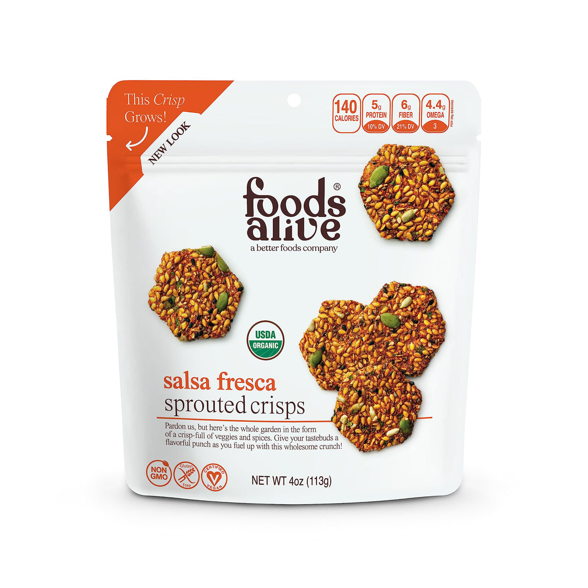 Foods Alive | Organic Salsa Fresca Sprouted Crisps | 4 oz (6-Pack)