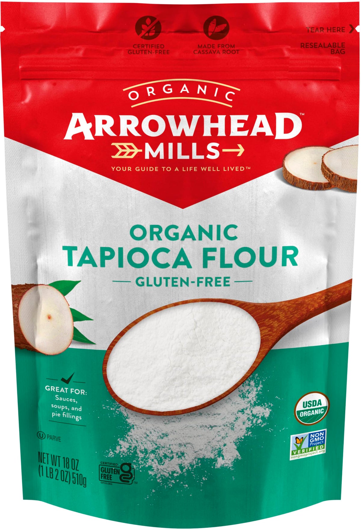 Arrowhead Mills Organic Gluten Free Tapioca Flour, 18 Oz (Pack Of 6)